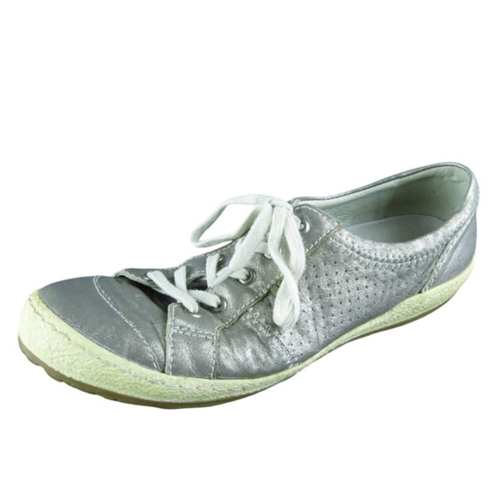 Josef Seibel  Women Sneaker Shoes Size‎ 38 Medium Silver Leather Lace Up